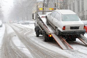 Car Towing In The Snow